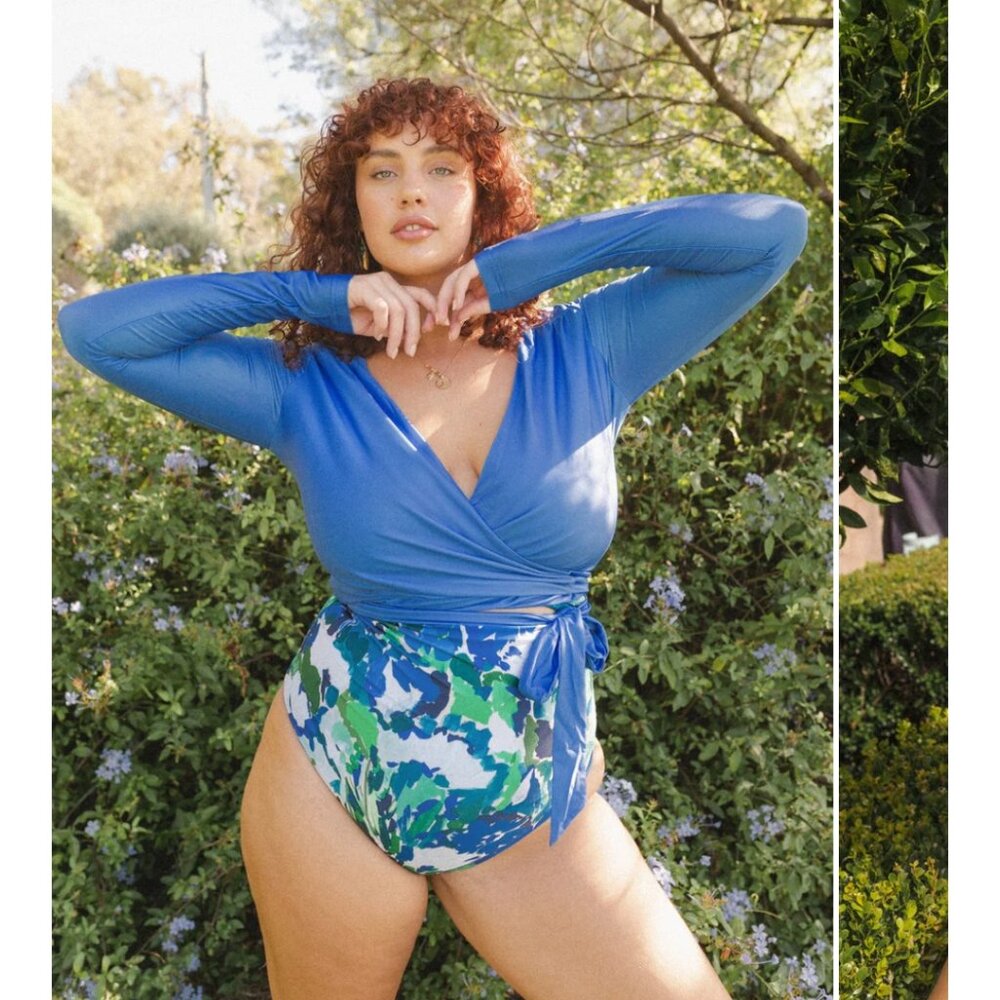 Baiia Monet Blue Long Sleeve Swim Wrap Top - Limited Edition